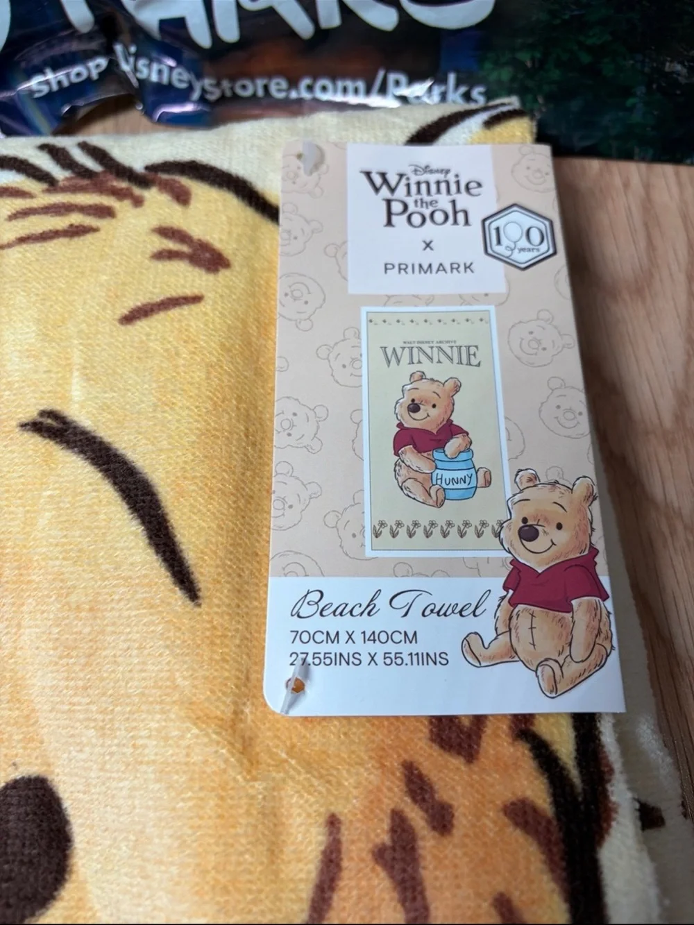 Disney Winnie The Pooh Plush Beach Towel 100% Cotton 27.55”x55.11” *Primark*-NEW